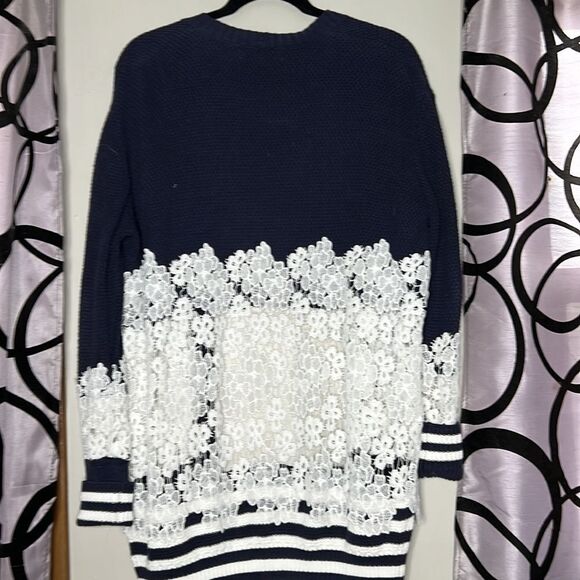 Mesh +Lace striped lace knit cardigan, size medium - Picture 7 of 10